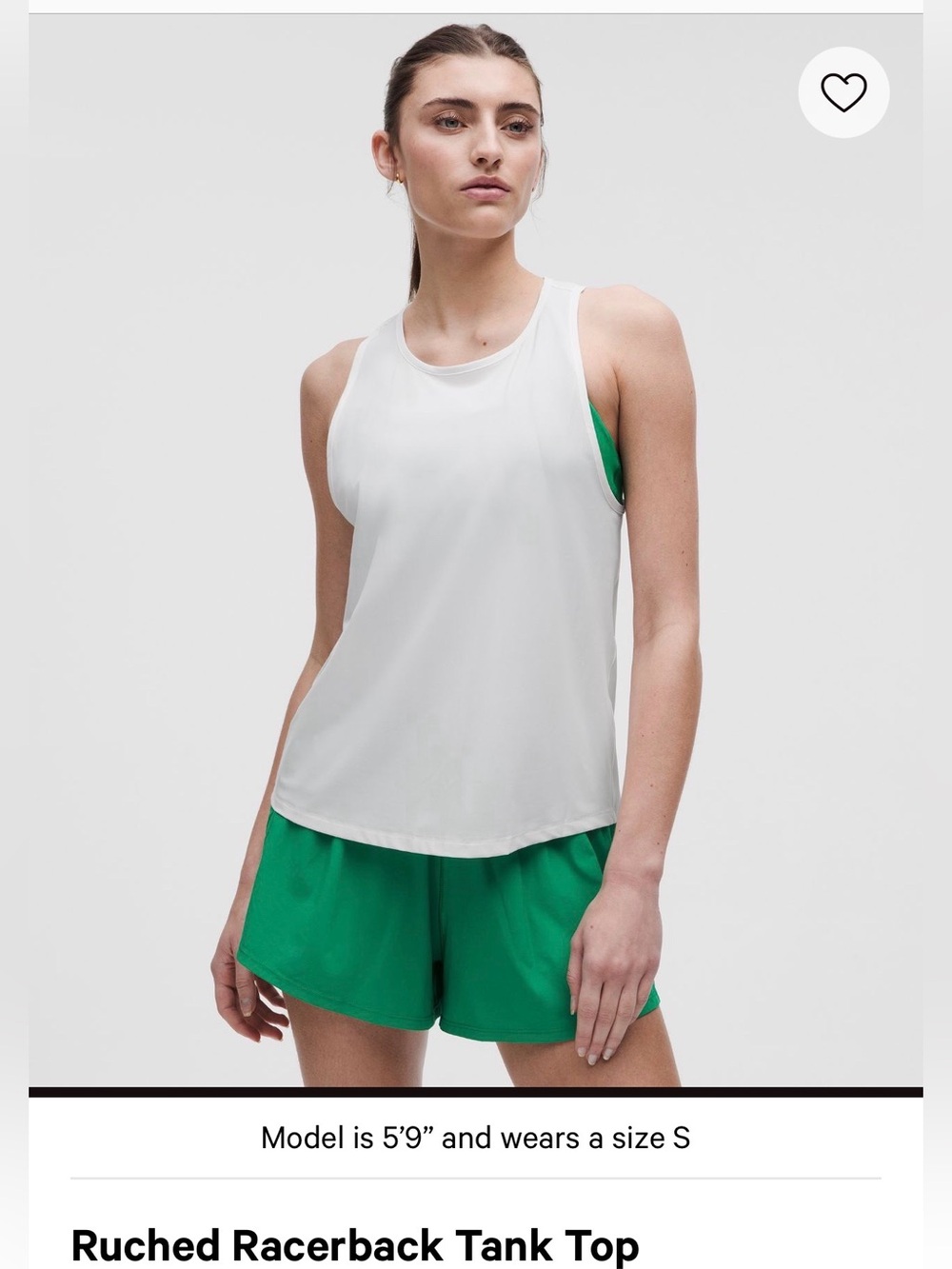 Lululemon Ruched Racer Back Womens Sleeveless Scoop Neck Tank Top - Cream